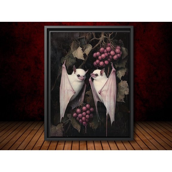 Albino Fruit Bat Poster, Dark Academia, Vintage Botanical Gothic Living Room Art Whimsigoth Decor Dark Cottagecore Postered, Unframed Poster Size 8x12