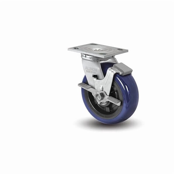 5" X 2" Non-Marking Polyurethane Premium Swivel Caster, Face Brake, Loads Up To 900 lb