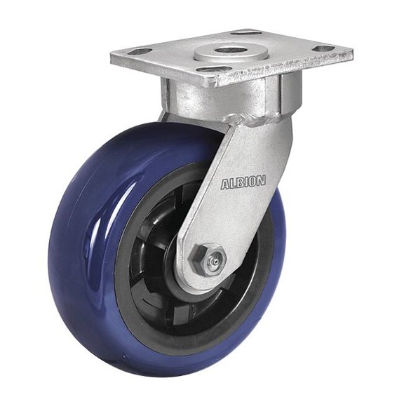 Albion Plate Caster,Swivel,Polyurethane,7 1/2"H 18EG06229S