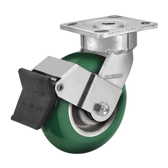 Albion Plate Caster,Swivel,Polyurethane,6 1/2"H 18PM05228SFBE