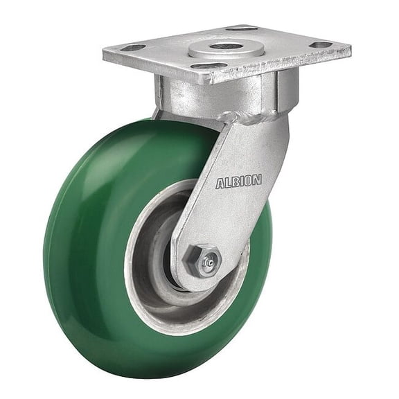 Albion Plate Caster,Swivel,Polyurethane,6 1/2"H 18PM05228S
