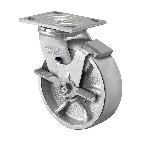 Albion Plate Caster,Swivel,Iron,6 1/2"H 16CA05201SFBA