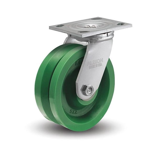 Albion Plate Caster,Swivel,Polyurethane,7 1/4"H 16XV06202S