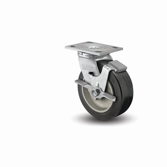 Albion Plate Caster,Swivel,Rubber,7 1/4"H 16MD06201SFBA