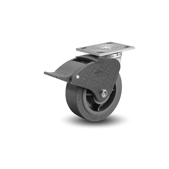 Albion Plate Caster,Swivel,Rubber,9 1/2"H 16XS08201ST