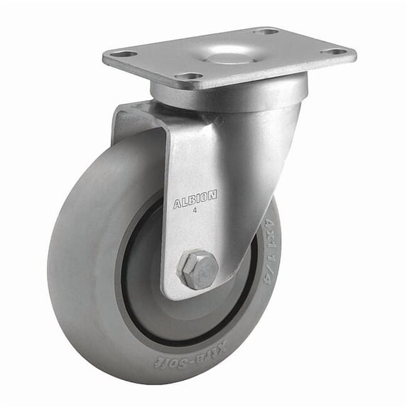 Albion Plate Caster,Swivel,Rubber,5 1/8"H P2XR04028S