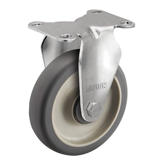 Albion Plate Caster,Rigid,Rubber,5 1/8"H P2XR04028R