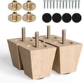 thumbnail image 1 of Albo Wood Furniture Legs, 3 inch Height, Square, Clear Varnish, 4 Piece Pack of 4 Piece Pack, 1 of 3