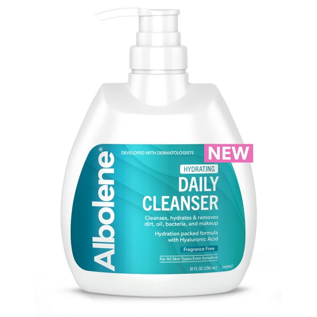 Albolene Daily Face Wash, Moisturizing Face Cleanser and Makeup Remover with Hyaluronic Acid, 10