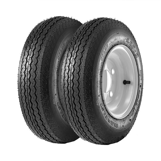 Albott Trailer Tires & Rims 4.808 4808 6PR with 4 Lug on 4" Wheel White Spoke 4.80x8 Kayak