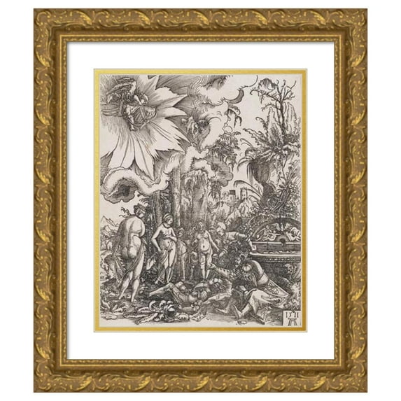 Albrecht Altdorfer 20x24 Gold Ornate Framed and Double Matted Museum Art Print Titled - Regensburg the Judgment of the Paris (1511)