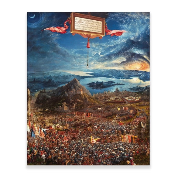 Albrecht Altdorfer Wall Art - The Battle of Alexander Poster-Famous Oil Painting Reproduction-Realism Canvas Wall Art - History Painting Fine Art Prints for Home Office Decor