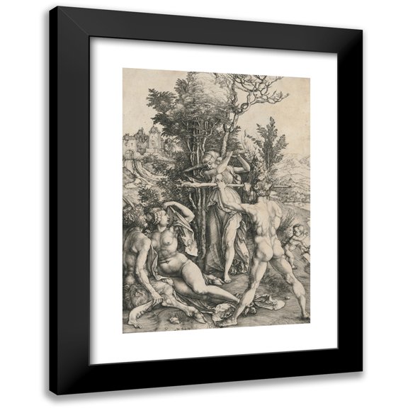 Albrecht Dürer 11x14 Black Modern Framed Museum Art Print Titled - Hercules at the Crossroads (circa 1498)