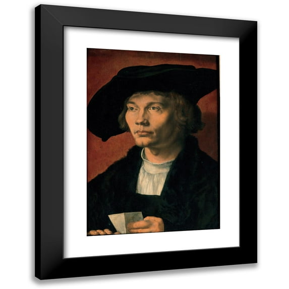 Albrecht Dürer 14x18 Black Modern Framed Museum Art Print Titled - Portrait of Bernhart Von Traveling (1521)