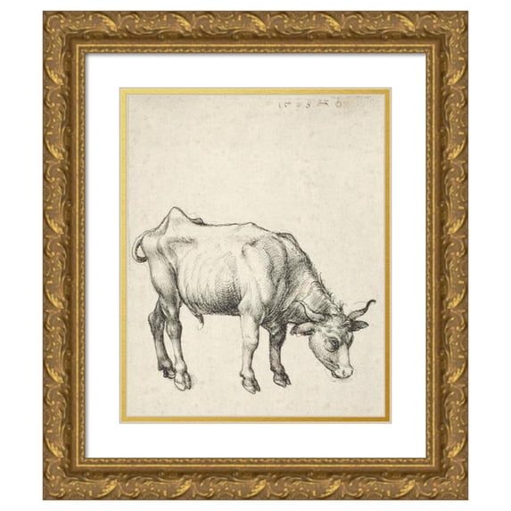 Albrecht Dürer 20x24 Gold Ornate Framed and Double Matted Museum Art Print Titled - Young Bull (C. 1496)