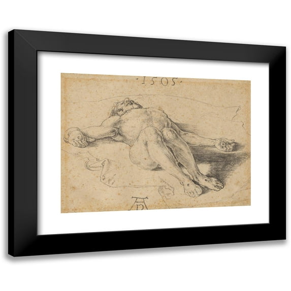 Albrecht Dürer 24x19 Black Modern Framed Museum Art Print Titled - The Dead Christ (1505)