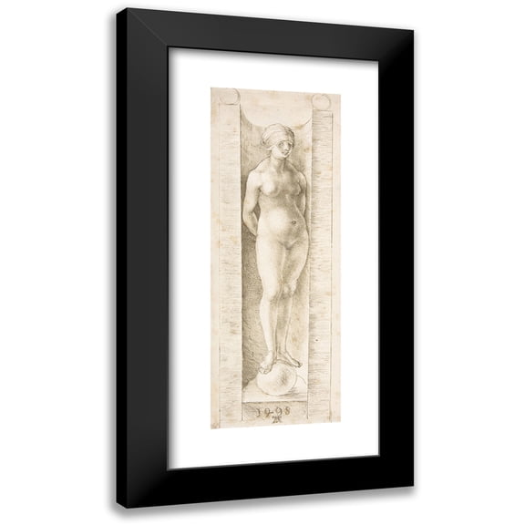 Albrecht Dürer 8x14 Black Modern Framed Museum Art Print Titled - Luck in a Niche (1498)