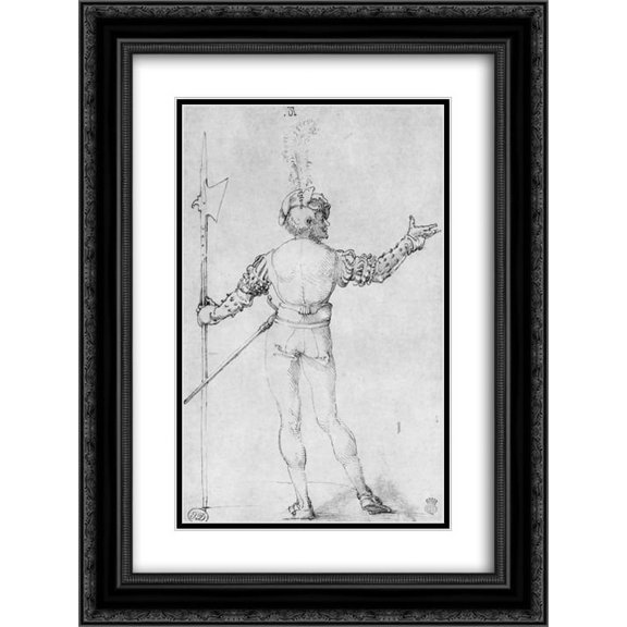 Albrecht Durer 2x Matted 18x24 Black Ornate Framed Art Print 'Back figure'
