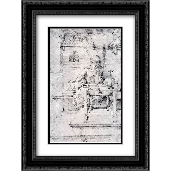 Albrecht Durer 2x Matted 18x24 Black Ornate Framed Art Print 'St. Jerome In His Study (Without Cardinal's Robes)'