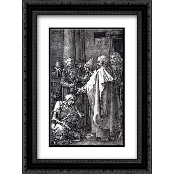 Albrecht Durer 2x Matted 18x24 Black Ornate Framed Art Print 'St. Peter And St. John Healing The Cripple'