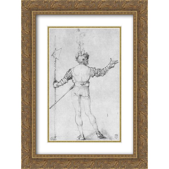Albrecht Durer 2x Matted 18x24 Gold Ornate Framed Art Print 'Back figure'