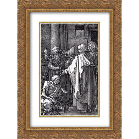 Albrecht Durer 2x Matted 18x24 Gold Ornate Framed Art Print 'St. Peter And St. John Healing The Cripple'