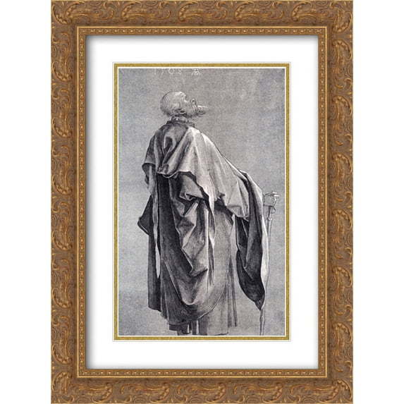 Albrecht Durer 2x Matted 18x24 Gold Ornate Framed Art Print 'Study Of Drapery'