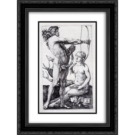 Albrecht Durer 2x Matted 20x24 Black Ornate Framed Art Print 'Apollo And Diana'