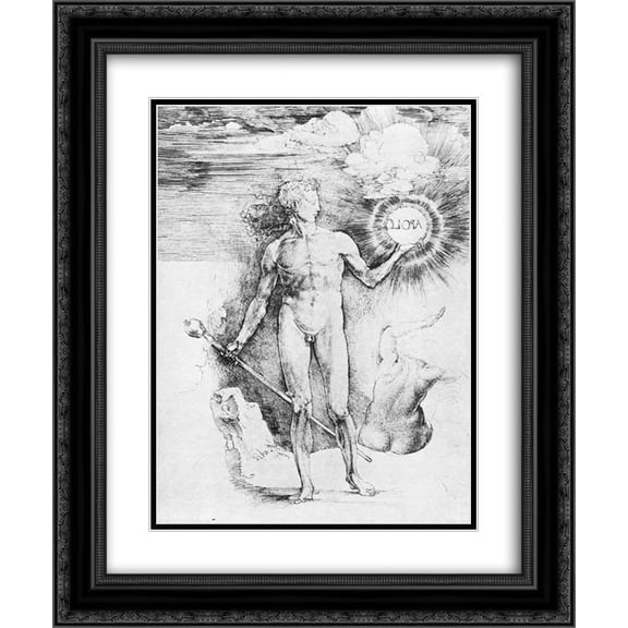 Albrecht Durer 2x Matted 20x24 Black Ornate Framed Art Print 'Apollo with the Solar Disc'