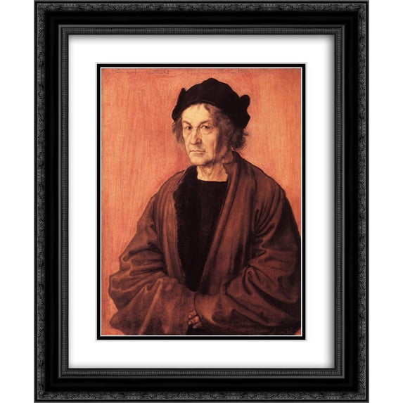 Albrecht Durer 2x Matted 20x24 Black Ornate Framed Art Print 'Portrait of Durer's Father at 70'
