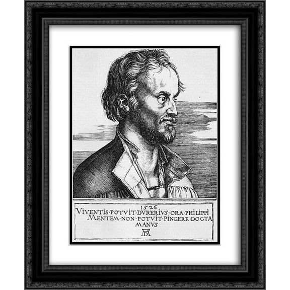 Albrecht Durer 2x Matted 20x24 Black Ornate Framed Art Print 'Portrait of Philip Melanchthon'