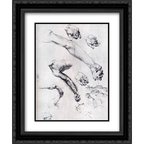 Albrecht Durer 2x Matted 20x24 Black Ornate Framed Art Print 'Three Studies From Nature For Adam's Arms In The 1504'
