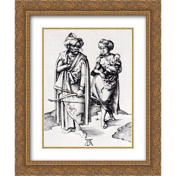 Albrecht Durer 2x Matted 20x24 Gold Ornate Framed Art Print 'Oriental Family'