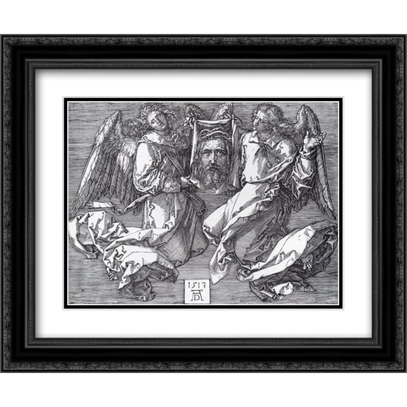 Albrecht Durer 2x Matted 24x20 Black Ornate Framed Art Print 'Sudarium Displayed By Two Angels'