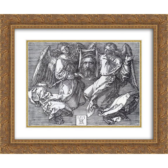 Albrecht Durer 2x Matted 24x20 Gold Ornate Framed Art Print 'Sudarium Displayed By Two Angels'