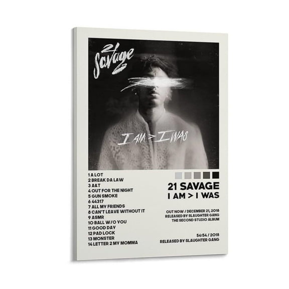Album 21 Savage I Am I Was Poster Canvas Wall Art Posters For Room Aesthetic And Decor Poster For Bedroom Living Room Bathroom Kitchen Office Decor