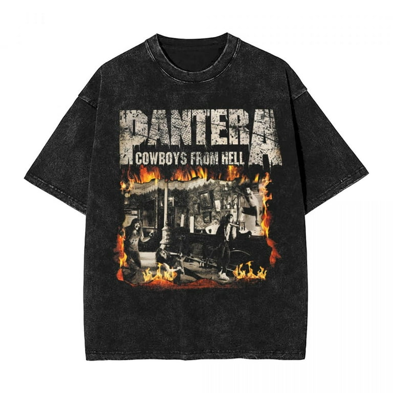 Album Cover Fire Metal Band T Shirt Hip Hop Wash T-Shirts Men