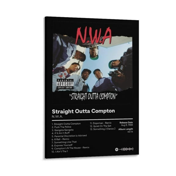 Album Cover NWA Straight Outta Compton Poster Canvas Wall Art Posters For Room Aesthetic And DecorCanvas Painting Posters And Prints Wall Art for Living Room Bedroom Decor