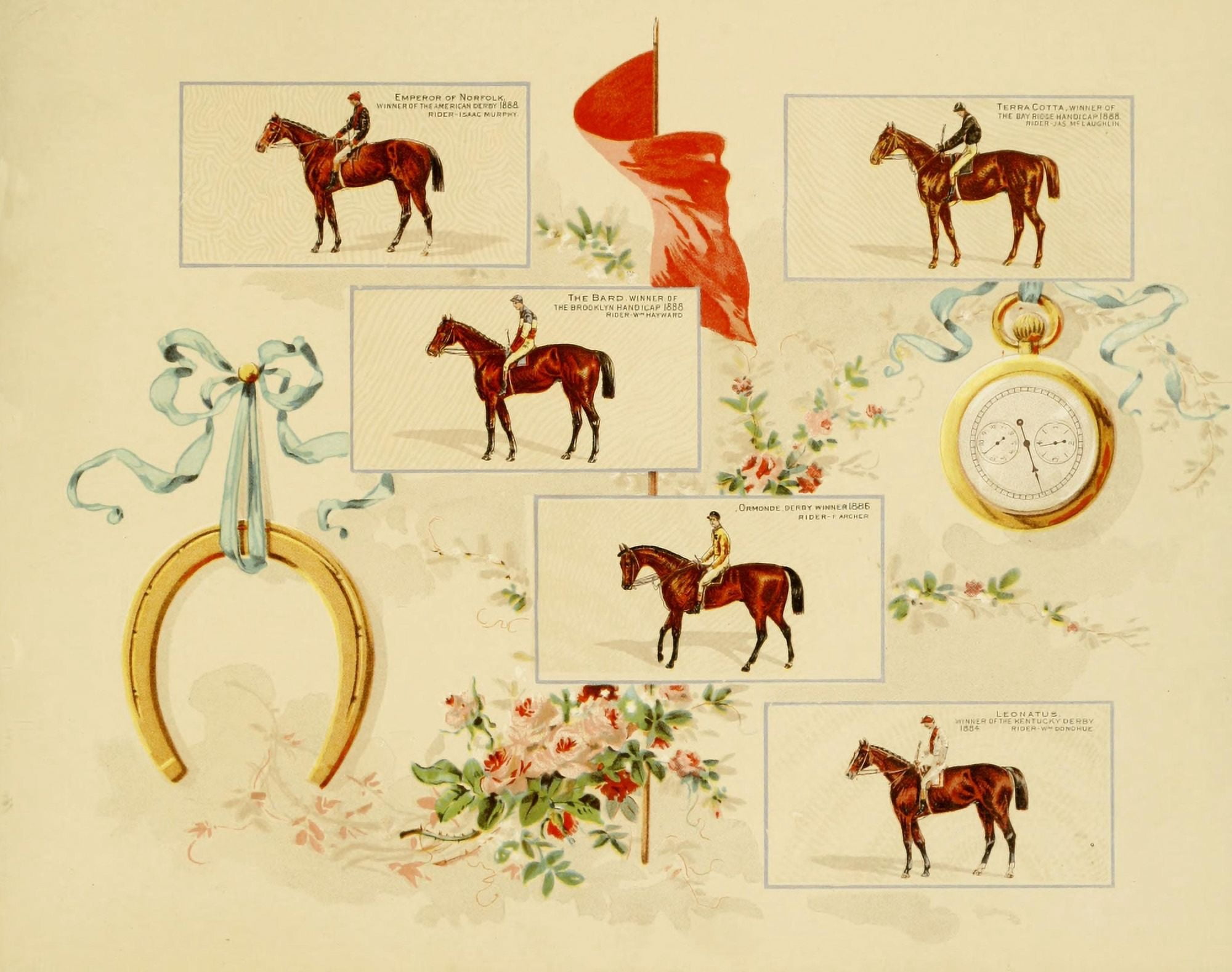 Album of Celebrated Racehorses 1888 Horseshoe & various Canvas Art - Unknown (18 x 24)