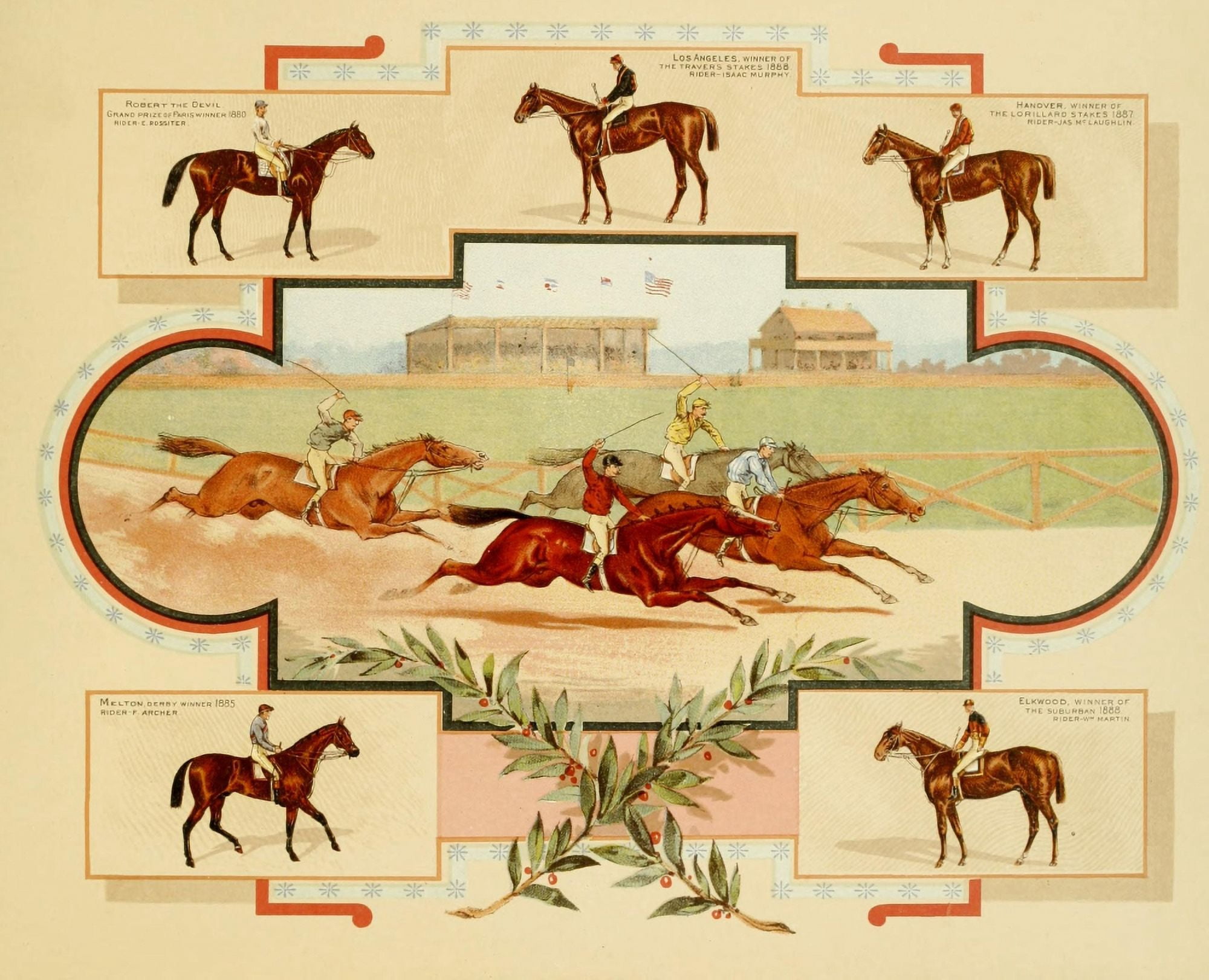 Album of Celebrated Racehorses 1888 Racecourse & various Canvas Art - Unknown (18 x 24)