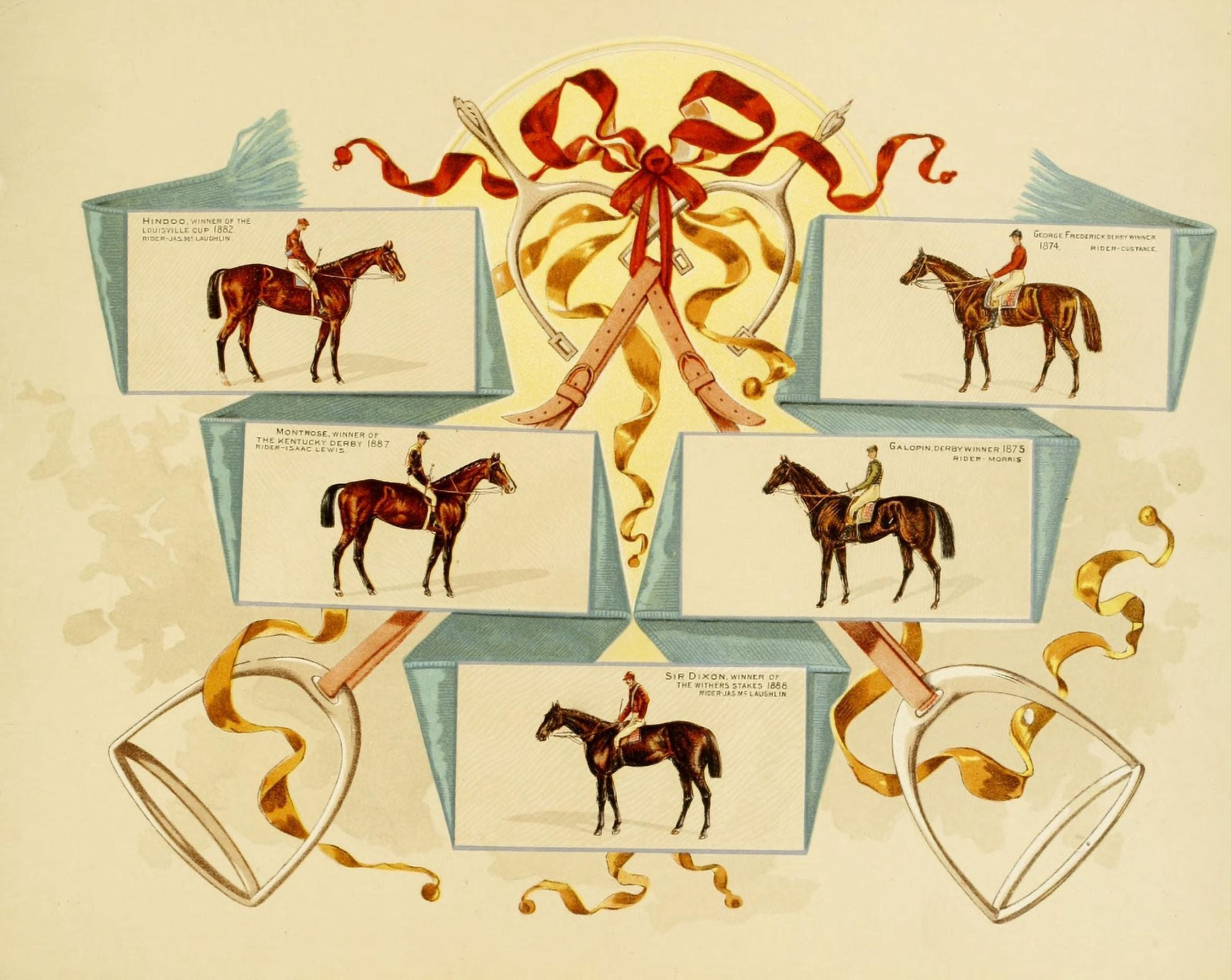 Album of Celebrated Racehorses 1888 Stirrups & Various Canvas Art - Unknown (24 x 36)