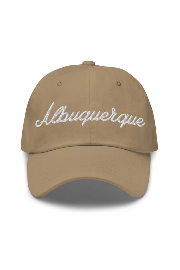 Albuquerque Baseball Cap Albuquerque Dad Hat Bold Script New Mexico NM Hat Embroidered Souvenir Gift Khaki