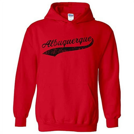 Albuquerque Baseball Script - Hometown Pride, Pitcher Hoodie - Large - Red