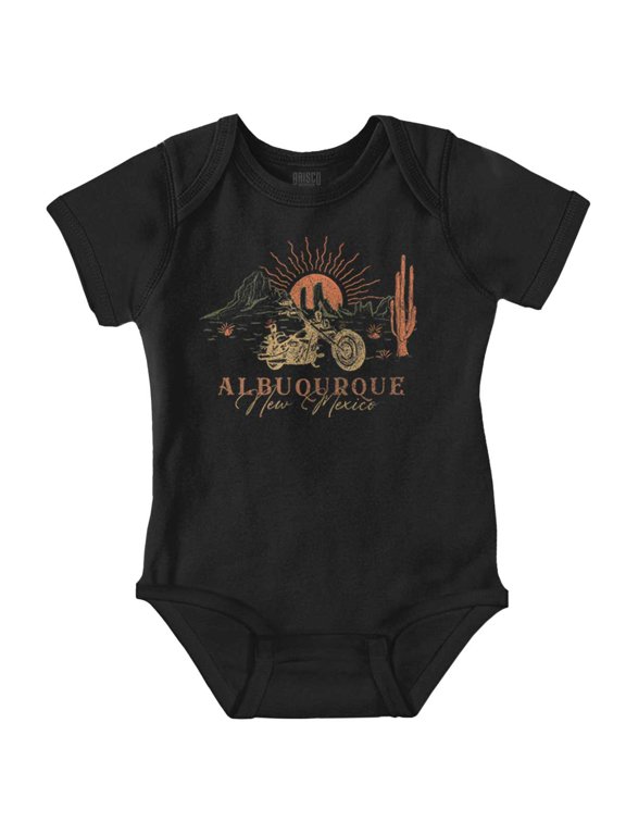 Albuquerque New Mexico Desert Biker Romper Boys or Girls Infant Baby Brisco Brands 24M