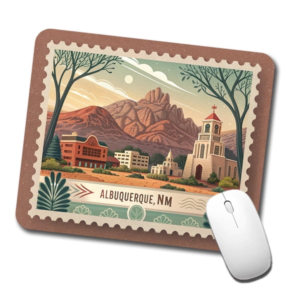 Albuquerque, New Mexico NM Travel City State Stamp Mouse Pad Low Profile Gaming Mat