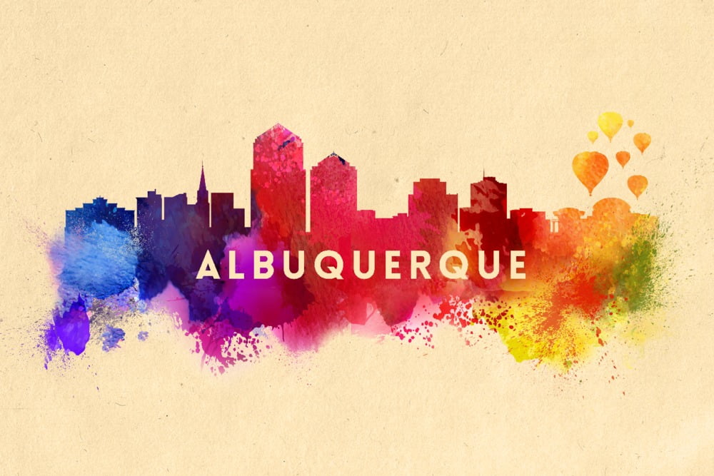 Albuquerque, New Mexico, Skyline Abstract (24x36 Giclee Gallery Art ...