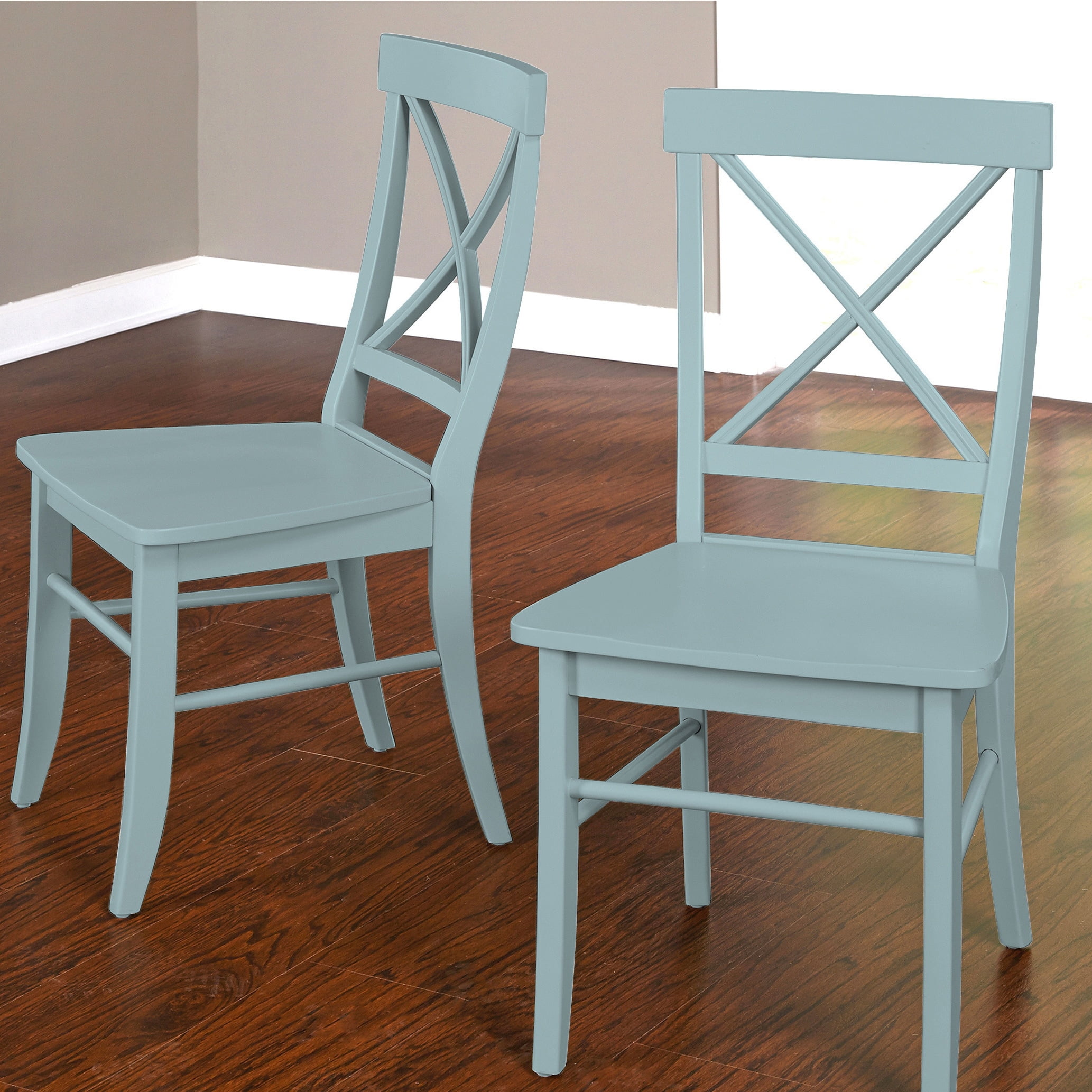 Albury Blue High Cross Back Solid Wood Side Chair Set