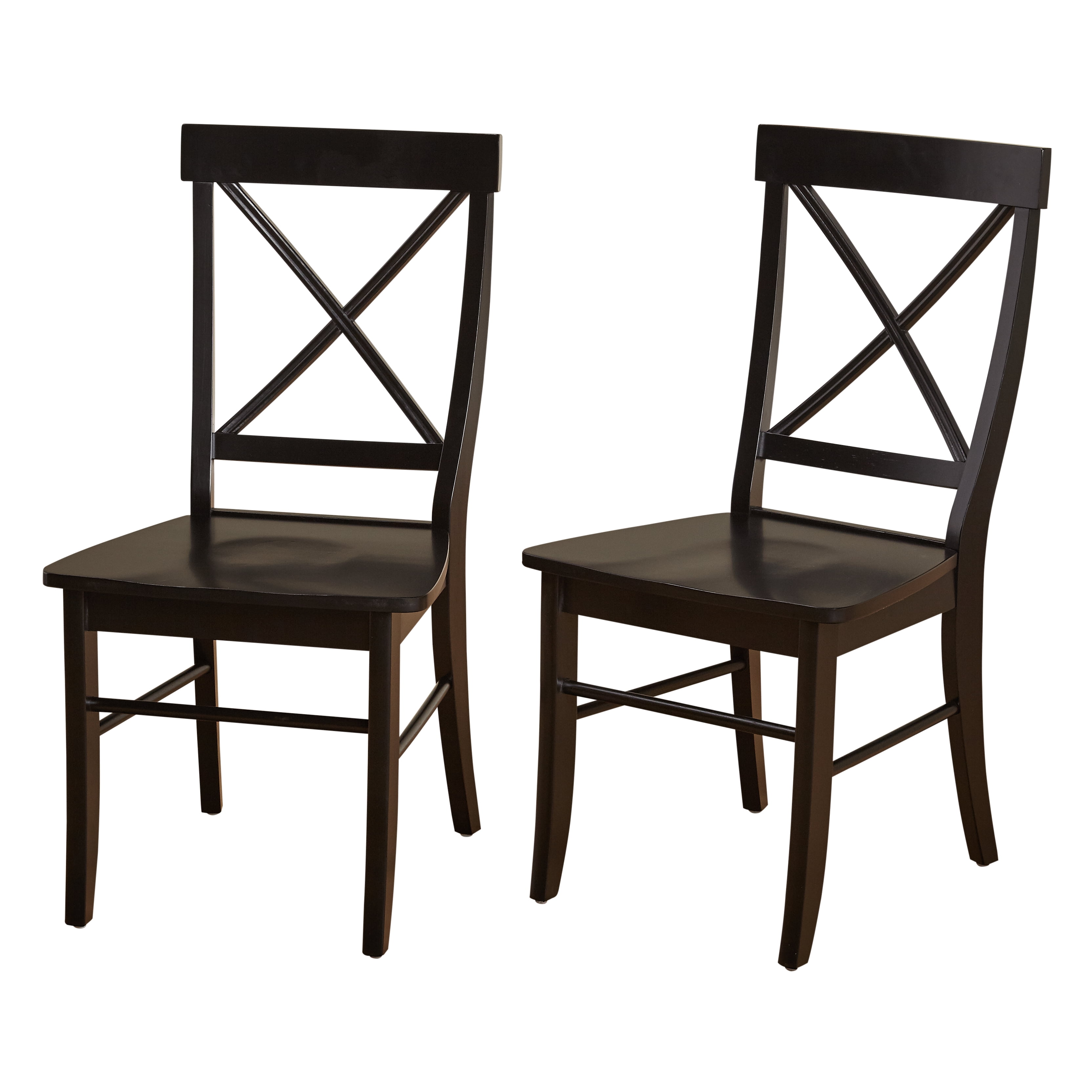 Albury High Cross Back Black Wood Upholstered Side Chair Set