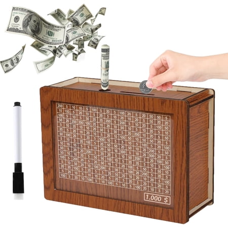 Alcancias De Dinero Para Adultos,Features Goal Tracking and A Digital Scale; Includes A Complimentary Erasable Pen.