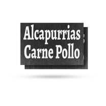 Alcapurrias Carne Pollo Vinyl Decal 2 Pack of 18 Inch x 24 Inch Weatherproof Heavy-Duty Adhesive Backing | Puerto Rican Cuisine, Meat Pastries, Food Stalls | Made in USA